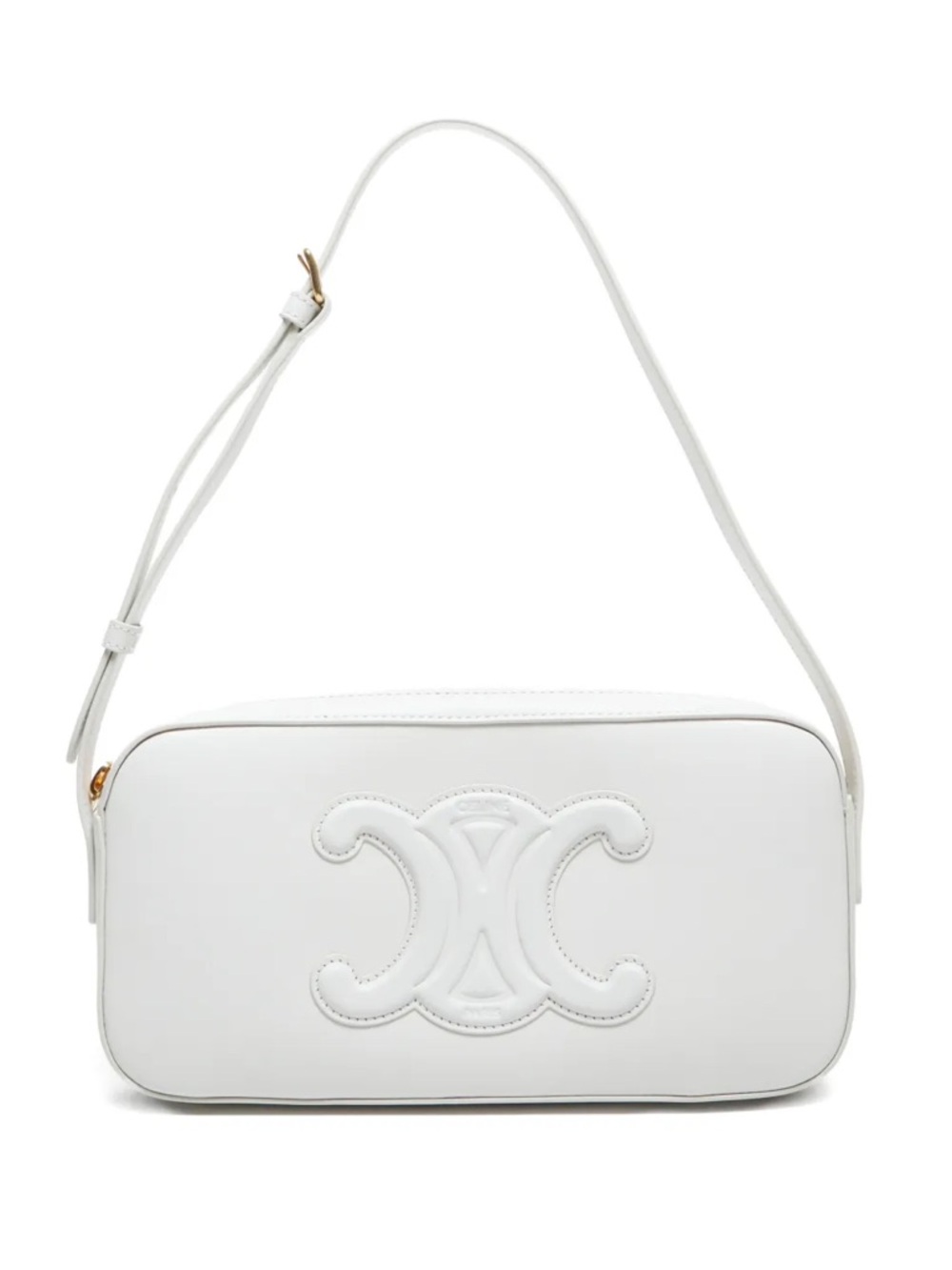 CELINE Cuir triomphe white leather camera shoulder bag